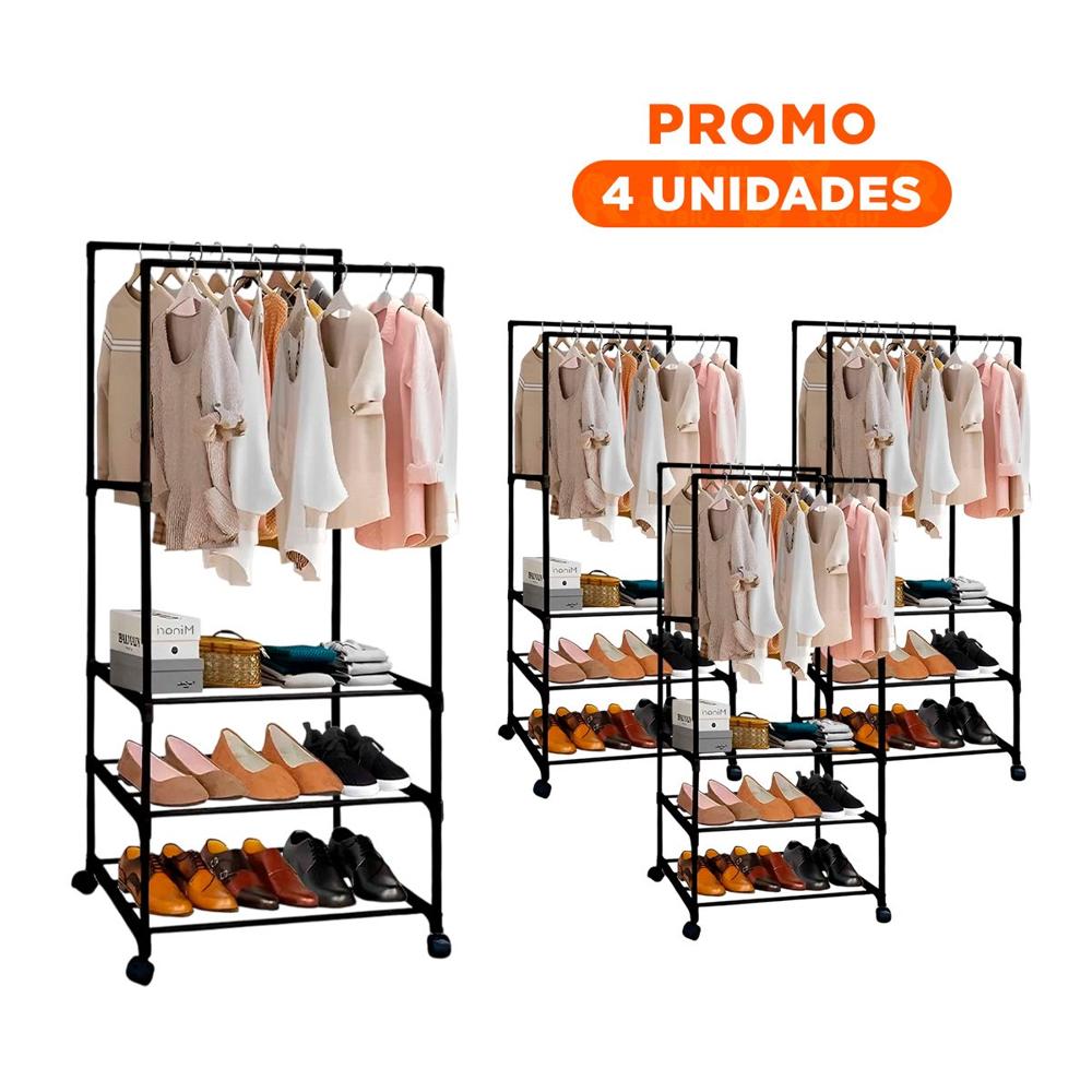 Pack4 Colgador Doble Funcional con Diseno Moderno Negro Plus Y+Regalo Sticker