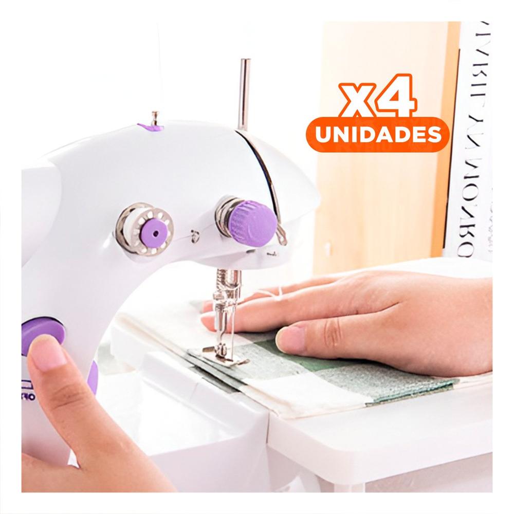 Pack4 Maquina con Detalles Morados y Mesa Portatil Blanco para Coser Comodo Y+Papel Regalo