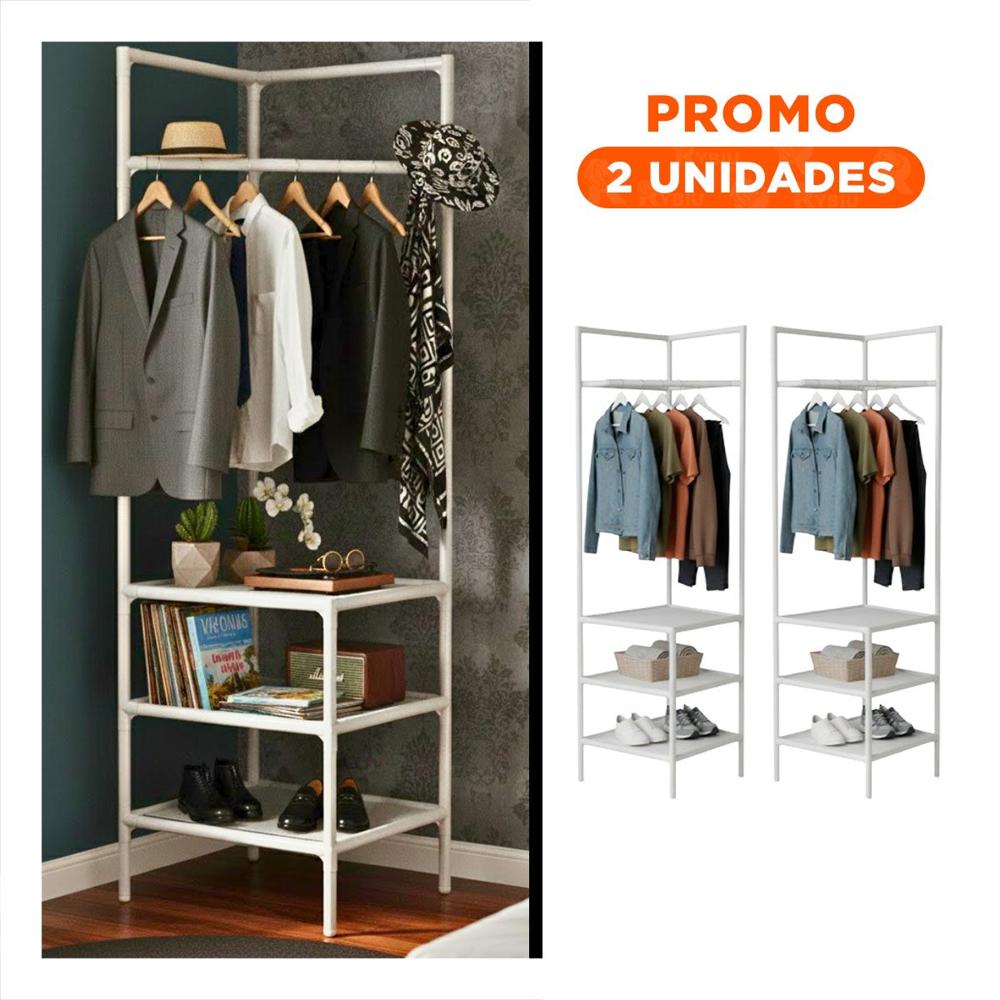 Pack2 Mueble Compacto con Perchera y Espacios para Zapatos
