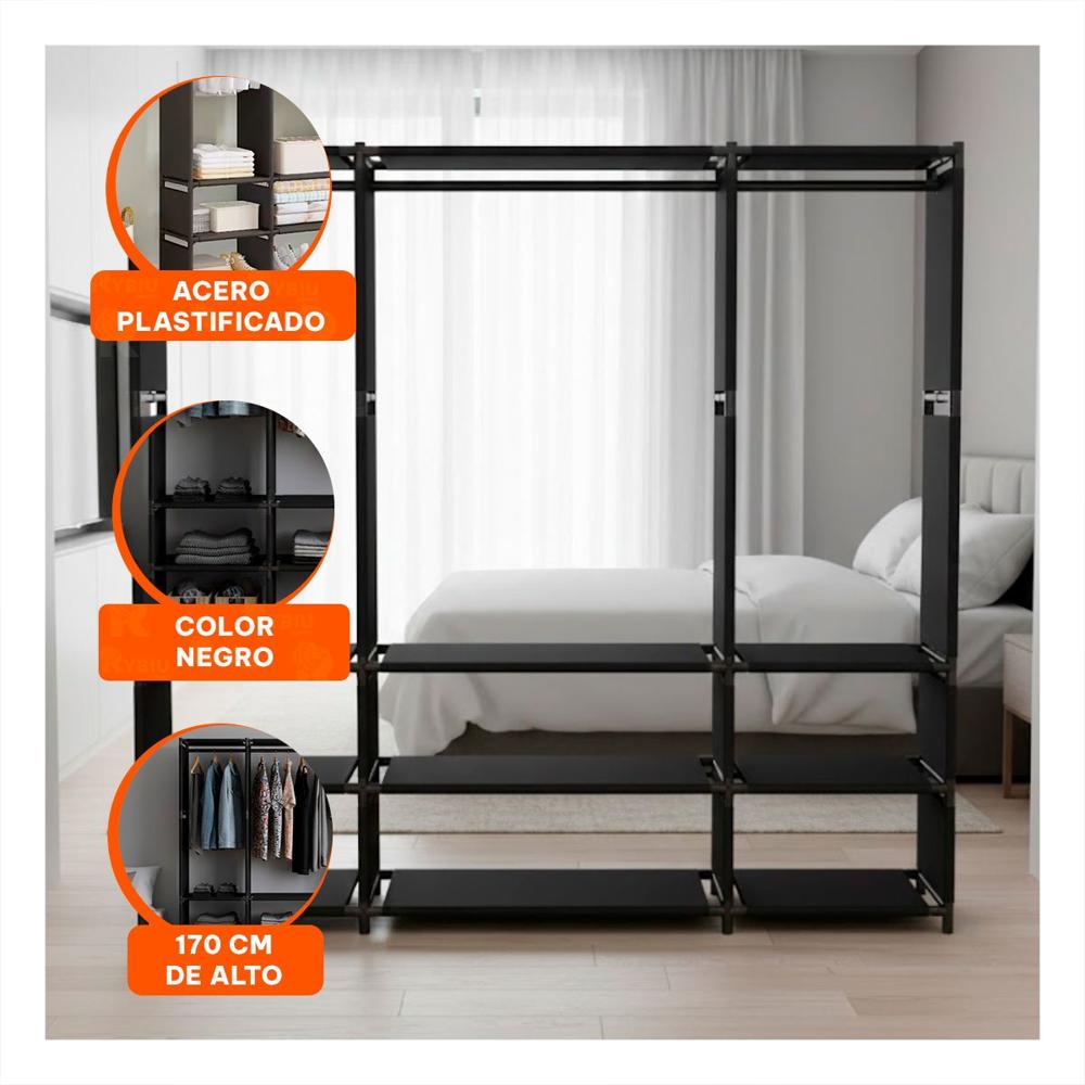 Estante de Ropa Negro Abierto para Orden y Decoracion Diaria Y+Post It