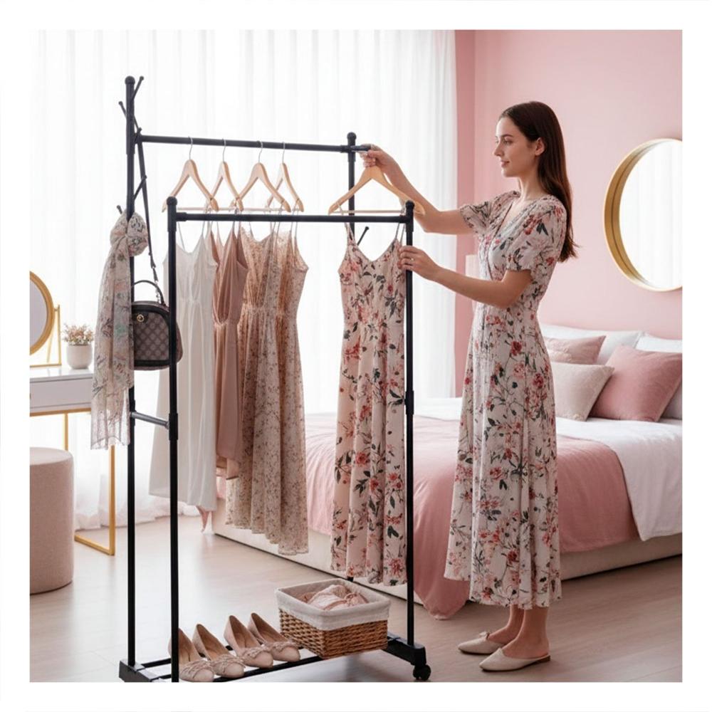 Organizador Negro Doble De Ropa Practico y Durable Y+Ligas Regalo