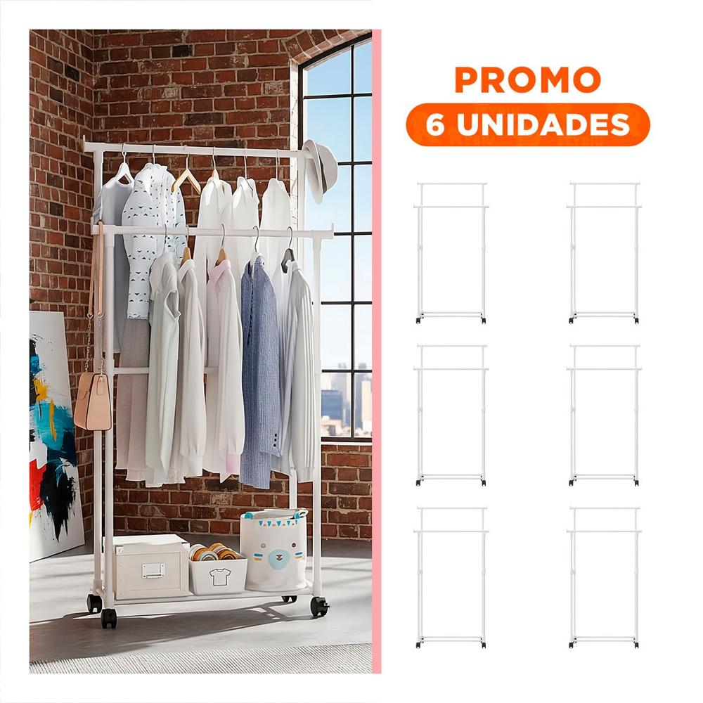 Pack6 Panel Colgador Doble de Ropa Blanco Elegante y Practico para Organizar Ropa