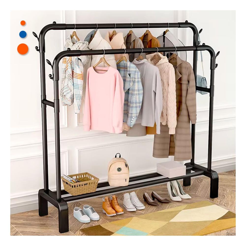 Perchero Estante Colgador Doble con 1 Nivel Inferior Negro Formato Actual Y+Regalo Sticker