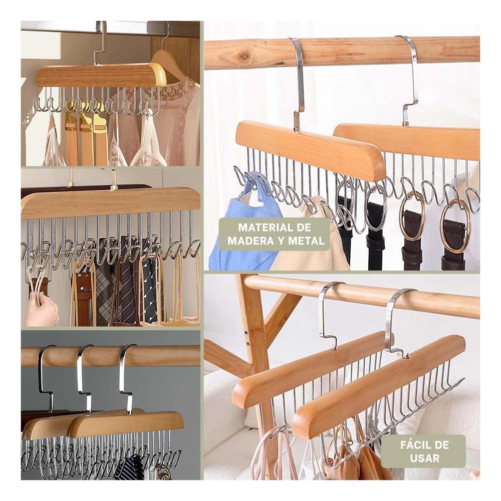 Perchero de Ocho Ganchos Multifuncional para Organizar Ropa y Accesorios del Hogar