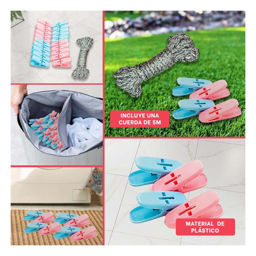 Ganchos de Ropa Curvos de Plastico en Dos Colores con Cuerda para Casa