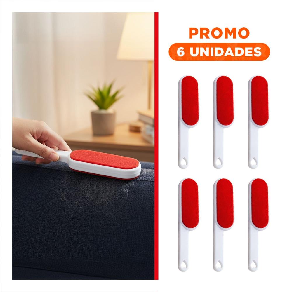 Pack6 Desprende Ropa Rojo y Blanco Retira Pelusa de Sofas y Muebles 21,5x5,5cm