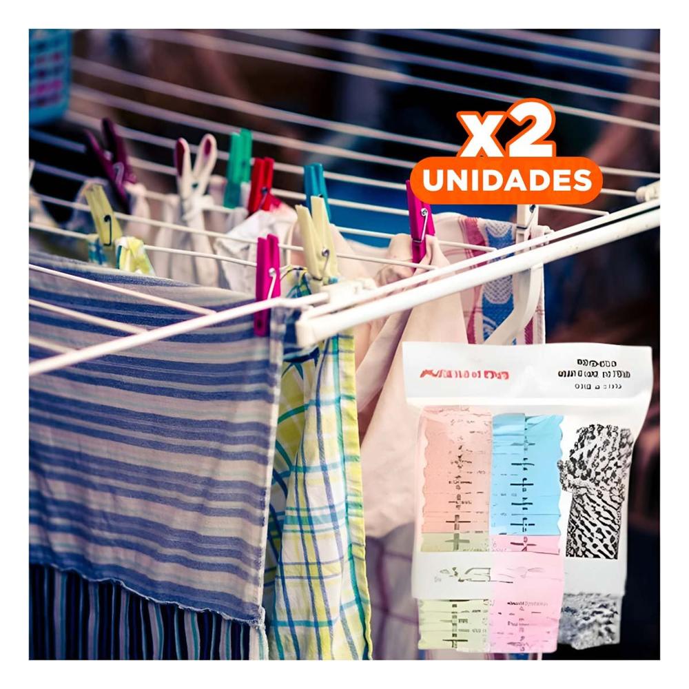 Pack2 Soporte Organizador de Ropa y Cuerda Multicolor para Dormitorio Y+Papel Regalo
