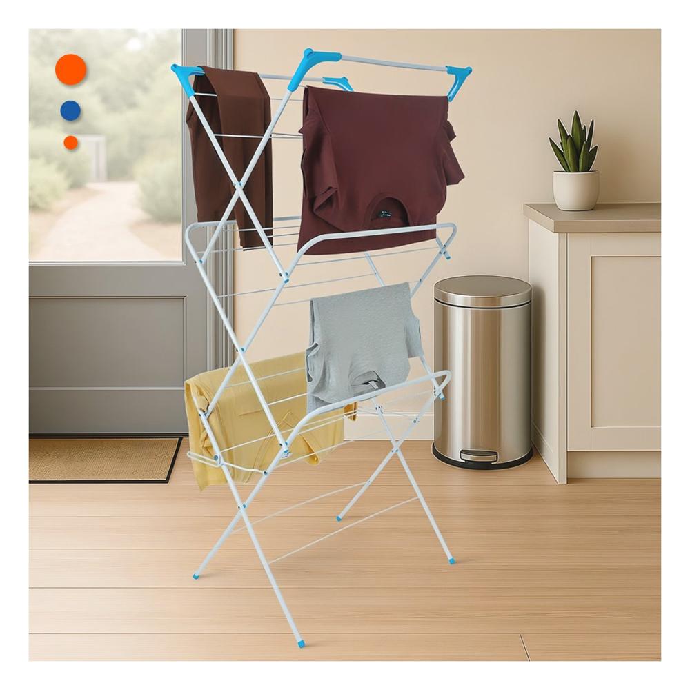 Perchero de Ropa Plegable 3 Niveles Blanco Version V Ahorro de Espacio Y+Papel Regalo