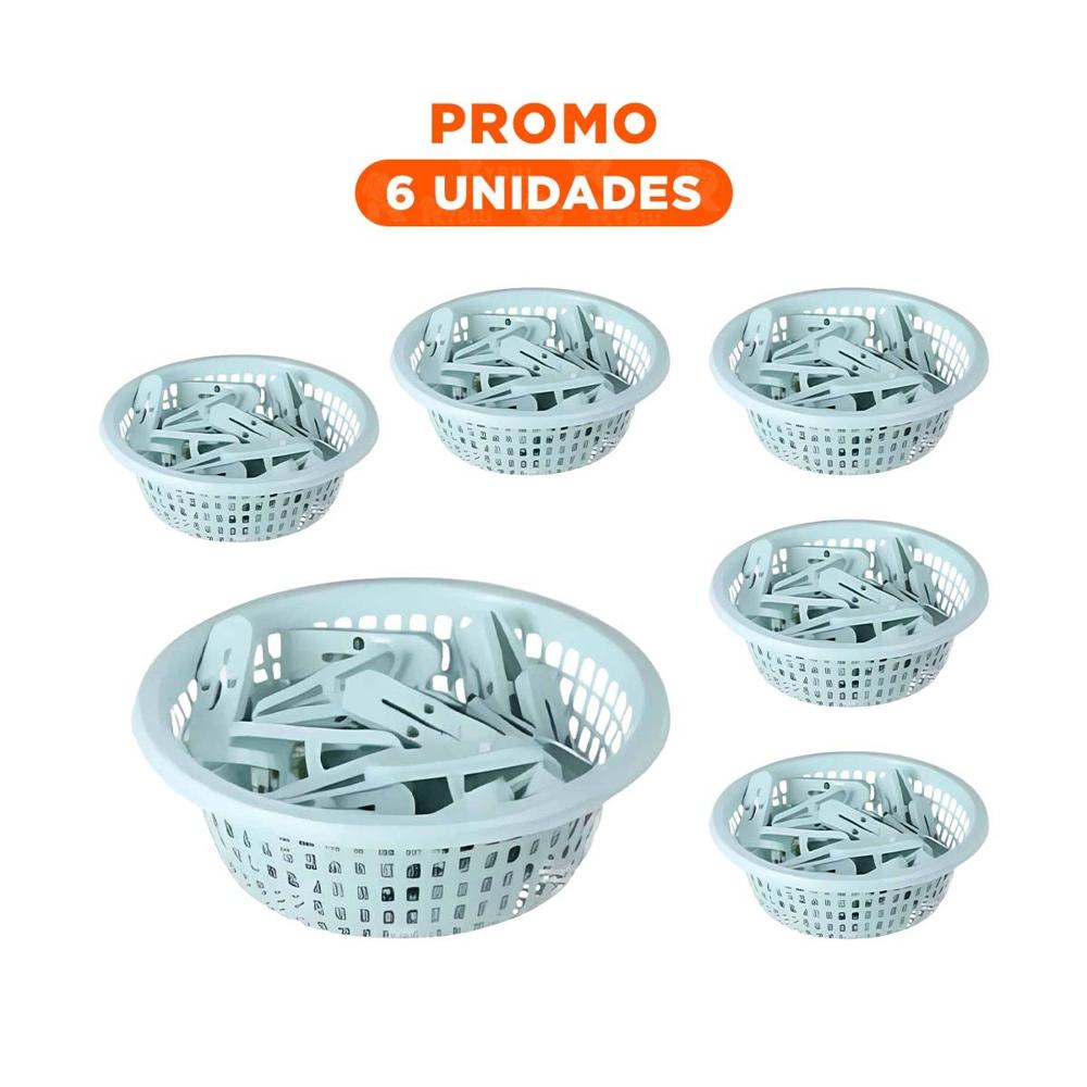 Pack6 Canasta Resistente Verde Claro Circular Para Ganchos de Ropa Seguro