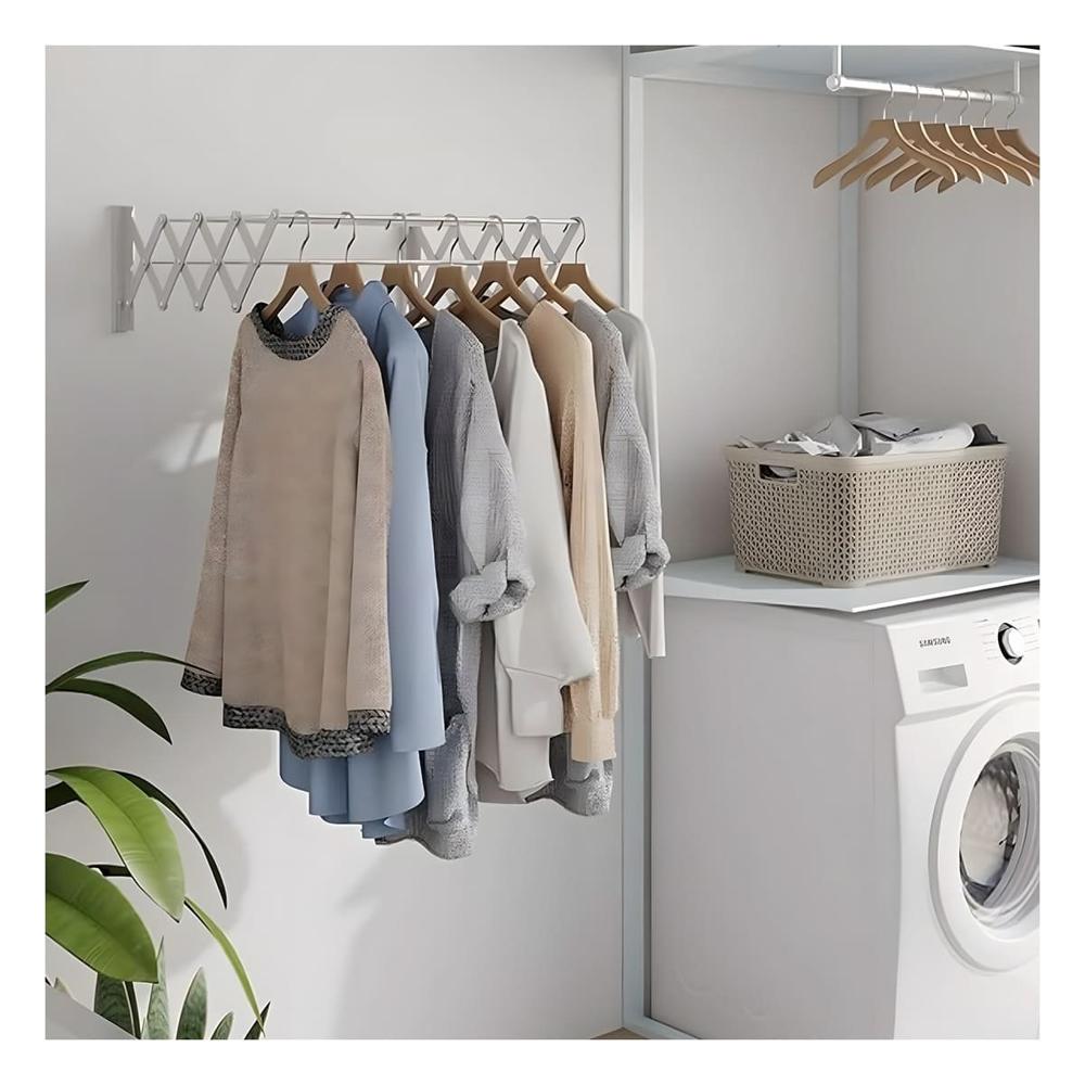 Solucion Acordeon Plateado 5 Barras 80cm para Secado Practico en Hogar Y+Regalo Sticker