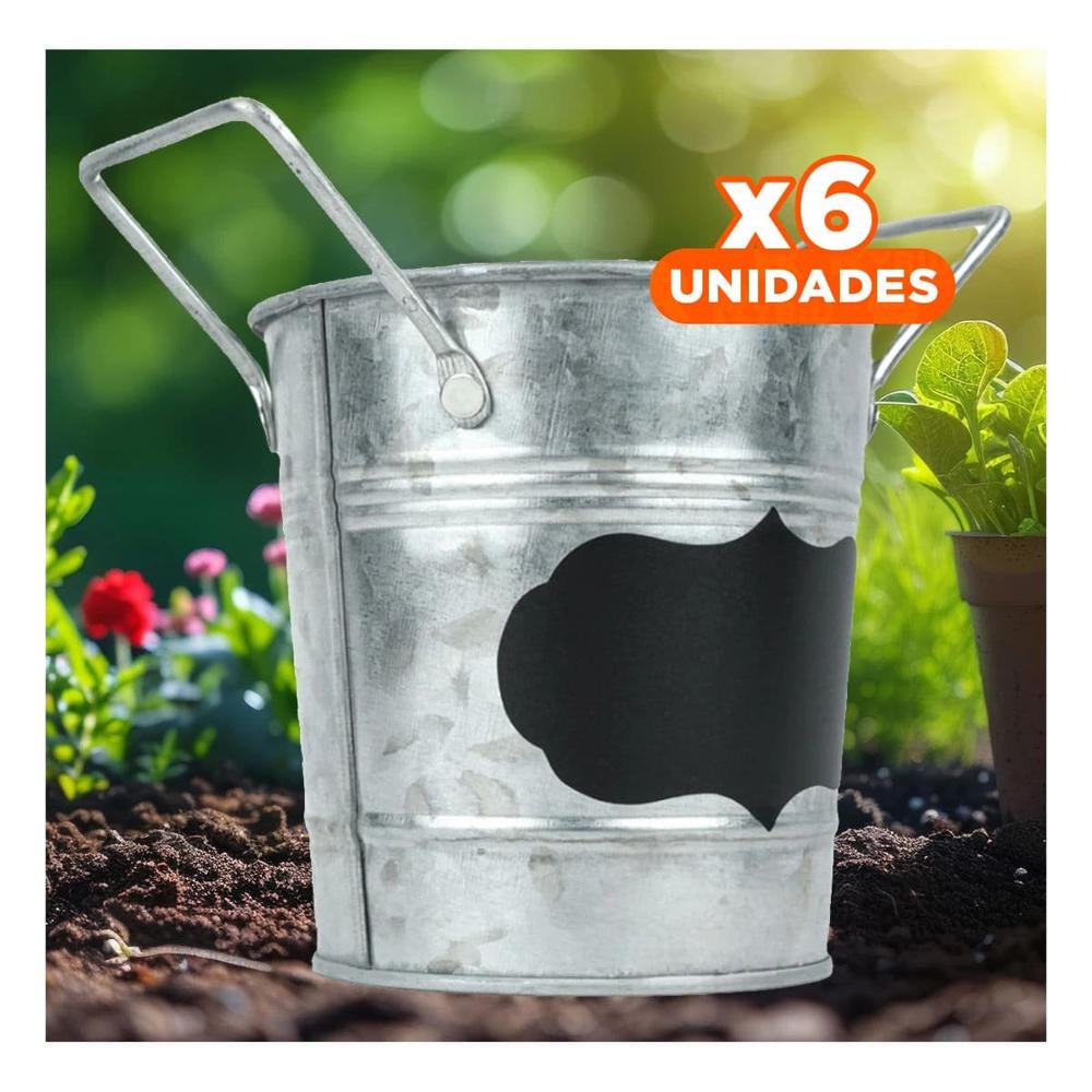 Pack6 Balde Cubo de Metal con Doble Agarradera y Cuadro para Nota de la Oficina Y+Papel Regalo