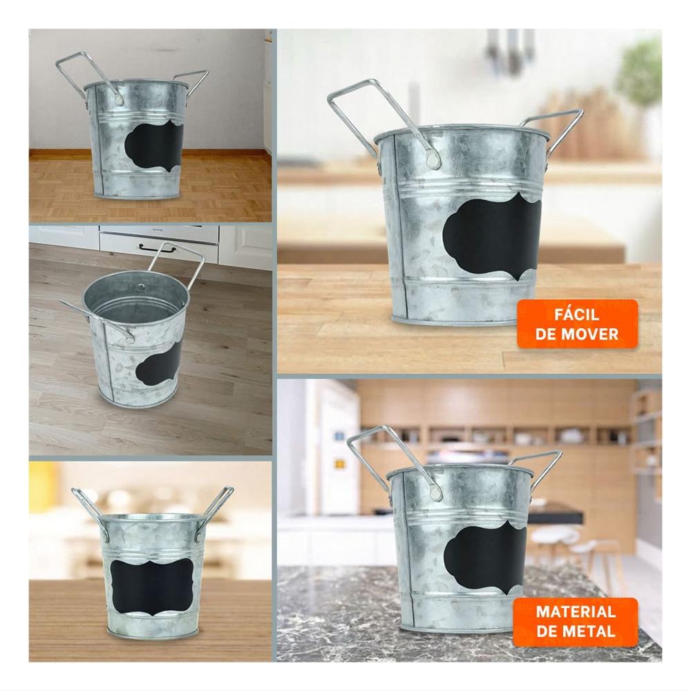 Maceta Cubo de Metal con Doble Asa 10x8.5cm Color Plateado Rectangular