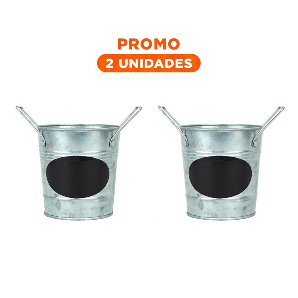 Pack2 Tiesto Cubo de Metal con Doble Agarradera y Cuadro para Nota para las Flores