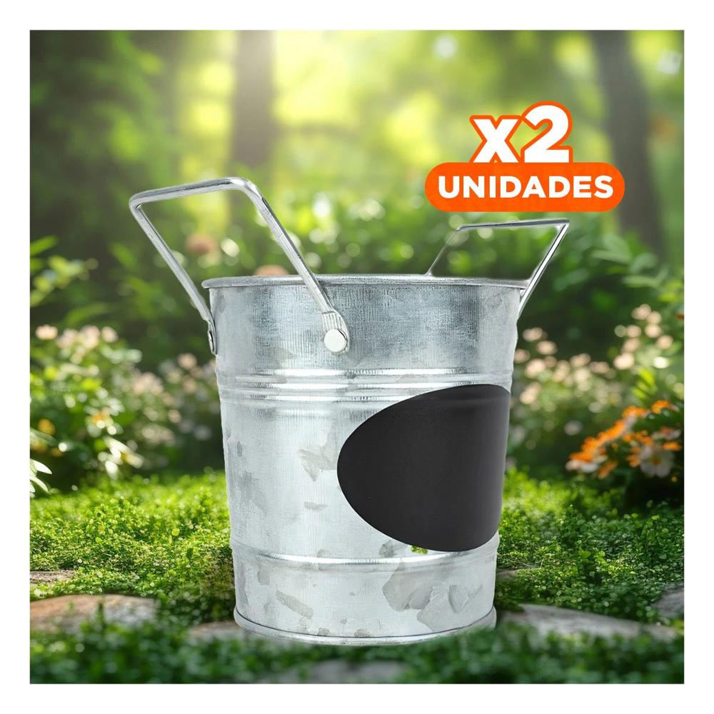 Pack2 Tiesto Cubo de Metal con Doble Agarradera y Cuadro para Nota Reforzado Y+Regalo Sticker