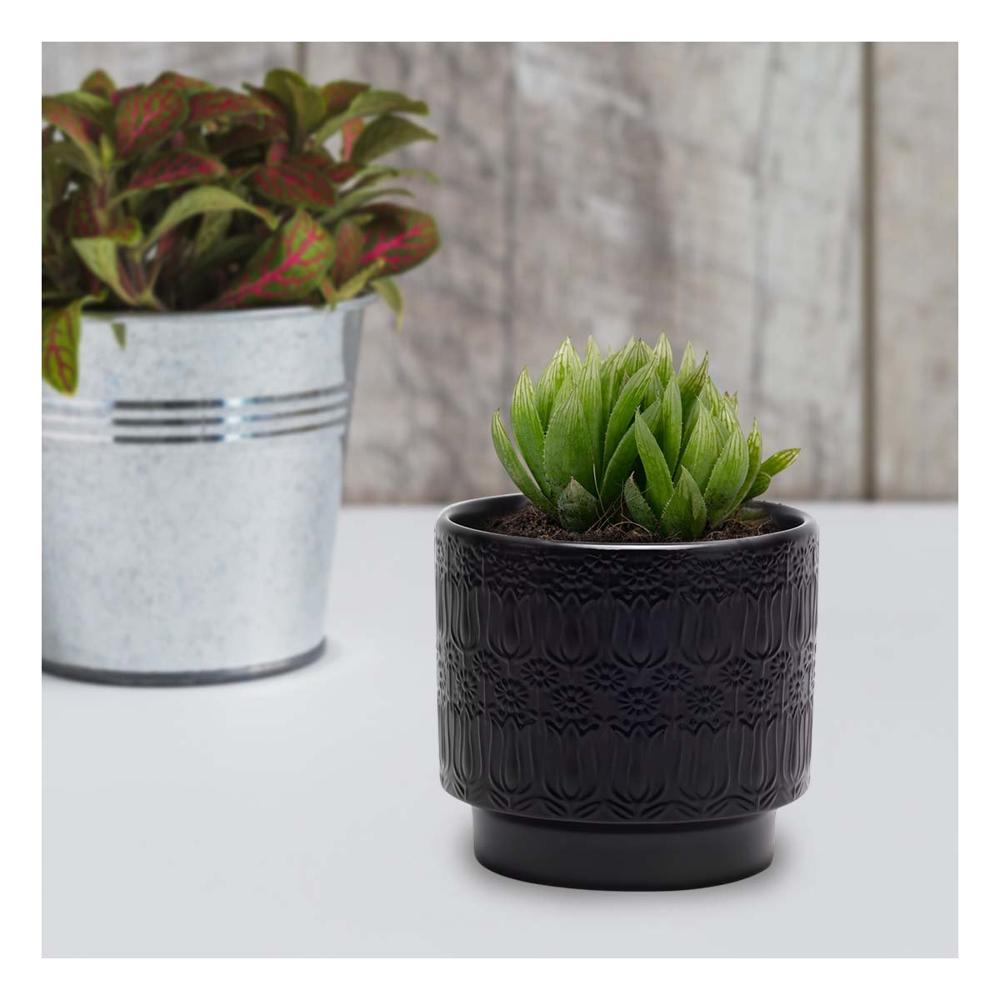 Maceta Decorativa De Ceramica 13x13cm Negro Para Tulipanes Flores Sala Y+Post It
