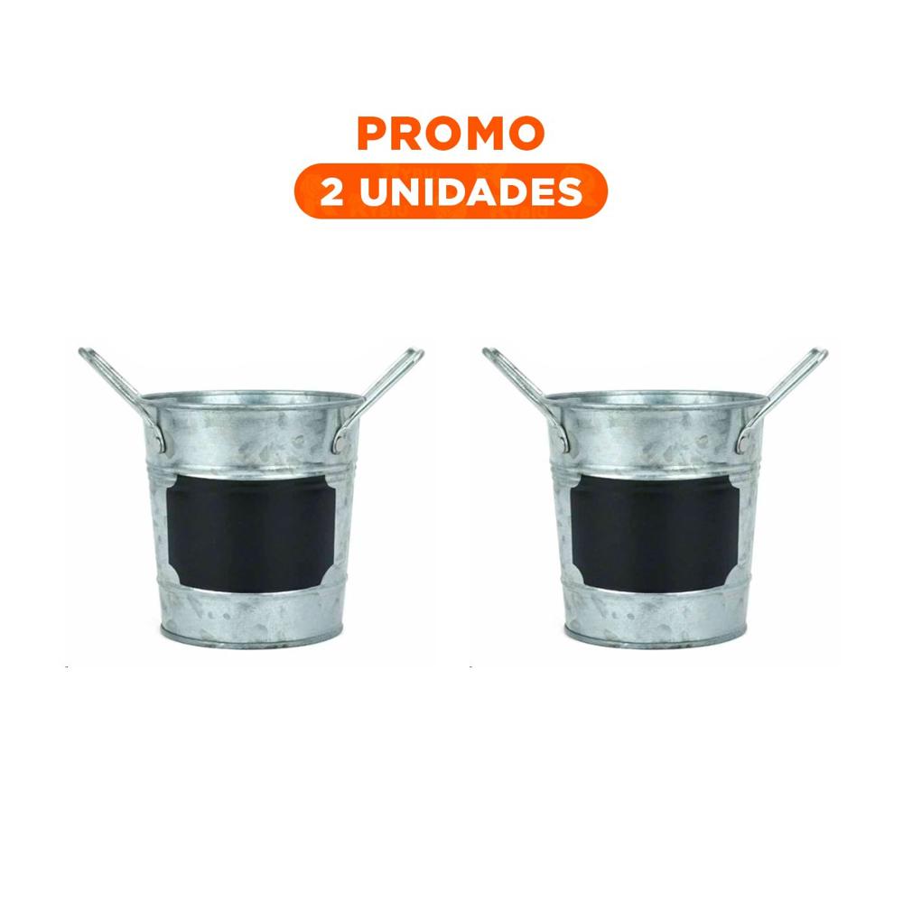 Pack2 Tiesto Cubo de Metal con Doble Agarradera y Cuadro para Nota para Flores