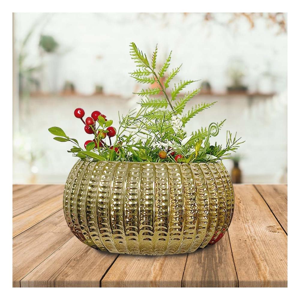 Jardinera Ovalada Ceramica Galvanizada 15x20x10.5cm Dorado Y+Post It