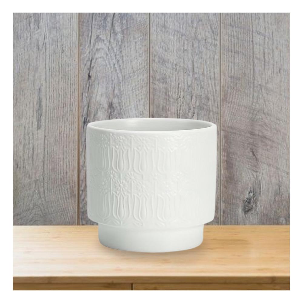 Jardinera Moderna Blanca 13x13cm De Ceramica Para Tulipanes Y Casa Y+Post It