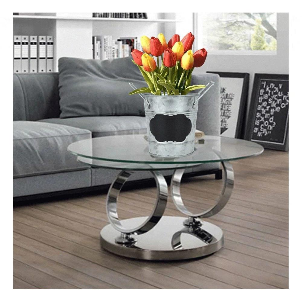 Contenedor Plateado Brillante de Metal con Doble Asa y Pizarra Frontal Y+Regalo Sticker