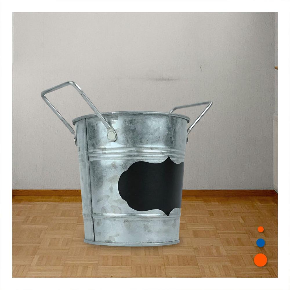 Maceta Cubo de Metal con Doble Asa 10x8.5cm Plateado Estilo Moderno Y+Regalo Sticker