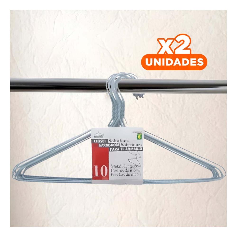 Pack2 Gancho de Alambre Plomo con 10 Piezas 21x40cm para Ropa Diaria Y+Papel Regalo
