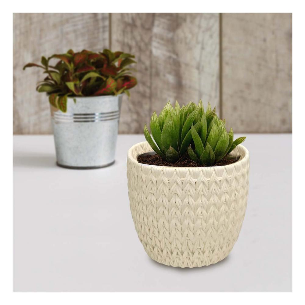 Jardinera Minimalista Curvo Cemento 12x12cm Blanco Tejido V Hogar Festivo Y+Post It