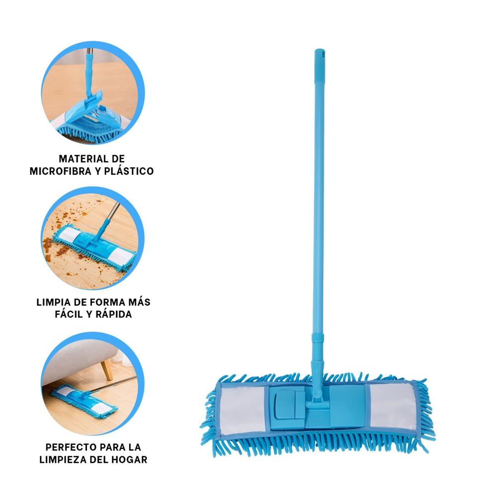 Mopa Rectangular de Microfibra Celeste de Secado Rapido Uso Diario Y+Ligas Regalo