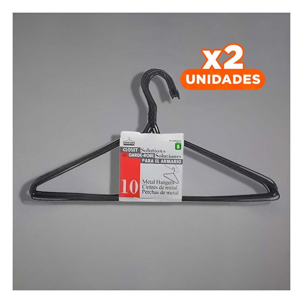 Pack2 Gancho Clasico de Alambre Negro con 10 Piezas 21x40cm para Uso Diario Y+Papel Regalo