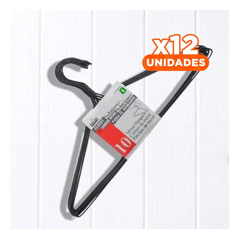 Pack12 Sujetador Funcional de Alambre Negro con 10 Piezas 21x40cm para Uso Diario