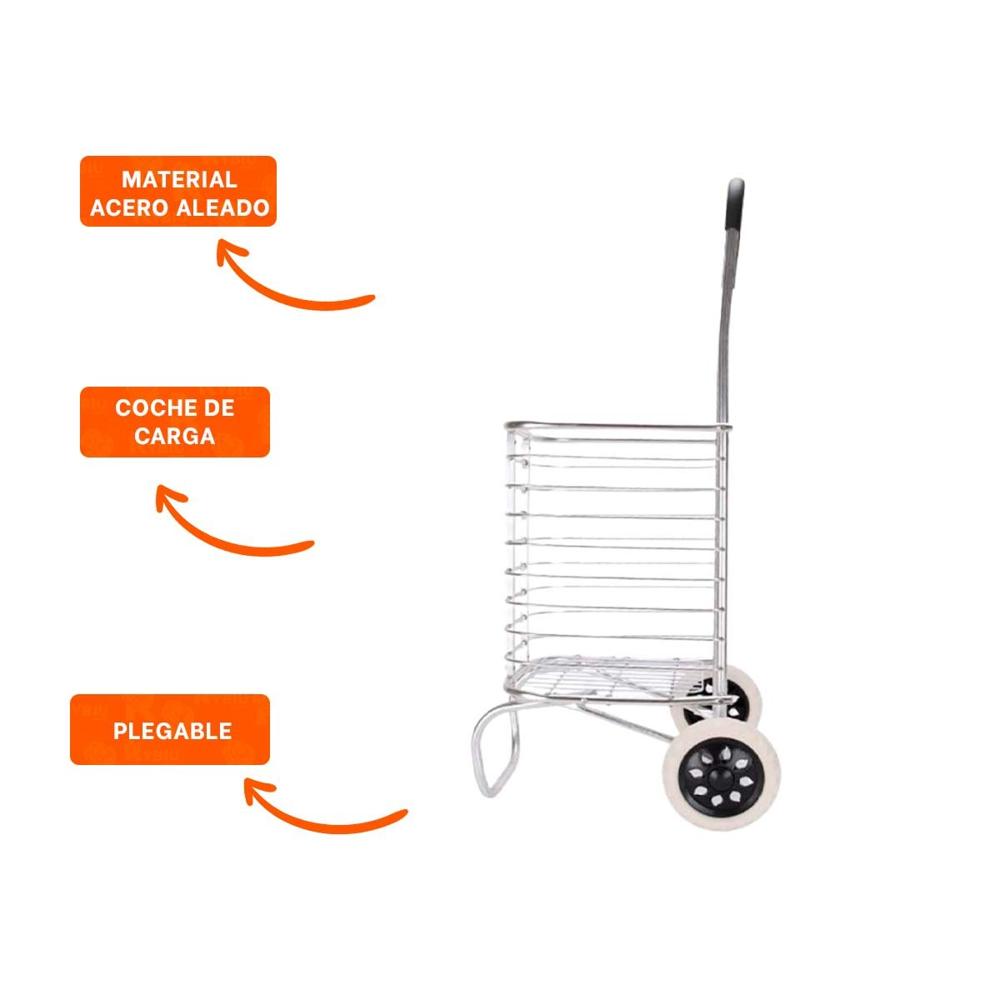 Soporte de Carga Cerrado Plegable Plateado para Mover Objetos Varios Y+Ligas Regalo