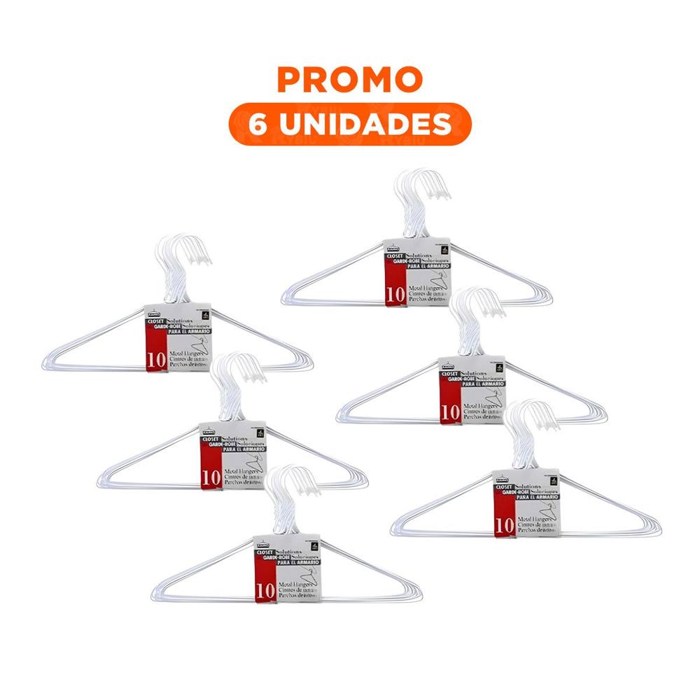 Pack6 Gancho Clasico Blanco de Alambre Pack 10 Piezas 21x40cm