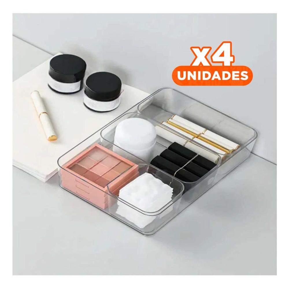 Pack4 Organizador Rectangular Acrilico Transparente para Cocina y Casa