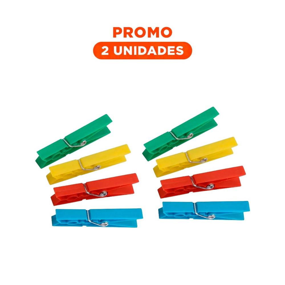 Pack2 Broches Pequeños de Plastico en Colores Alegres con 24 Piezas para Lavanderia