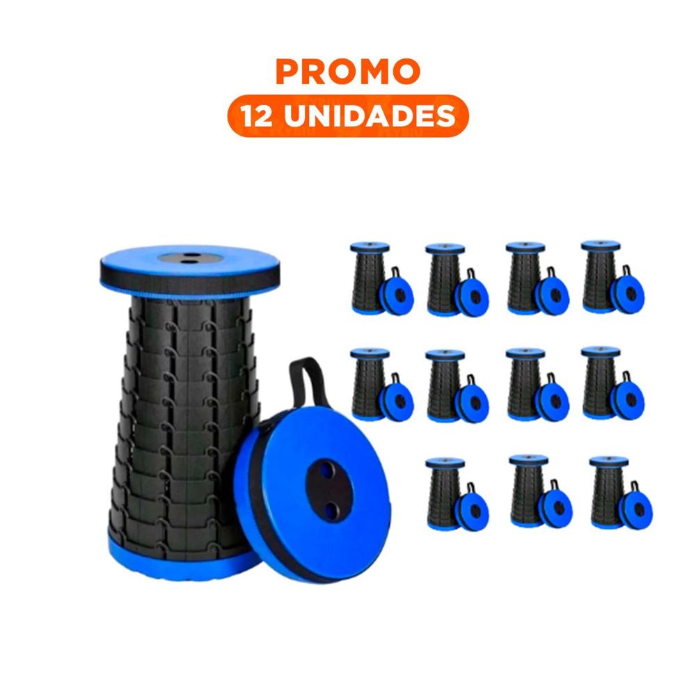 Pack12 Silla liviana 3 seguros portatil tapa azul centro negro para comedor Y+Regalo Sticker