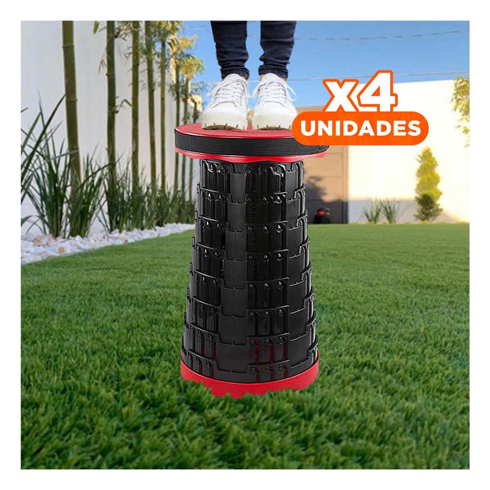 Pack4 Silla ligera 3 seguros portatiles tapa rojo centro negro para comedor y terraza