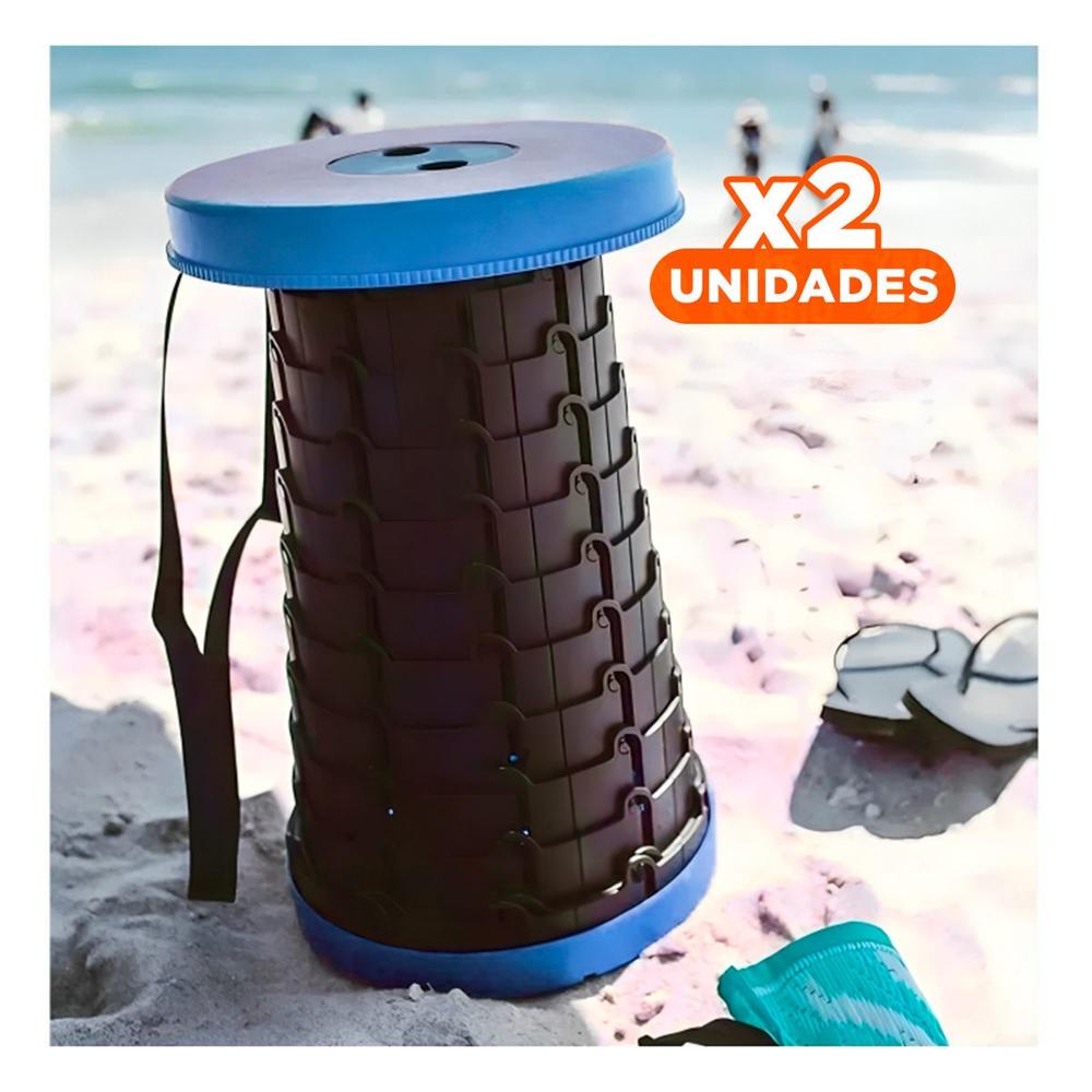 Pack2 Silla resistente 3 seguros portatil tapa azul centro negro para sala Y+Regalo Sticker