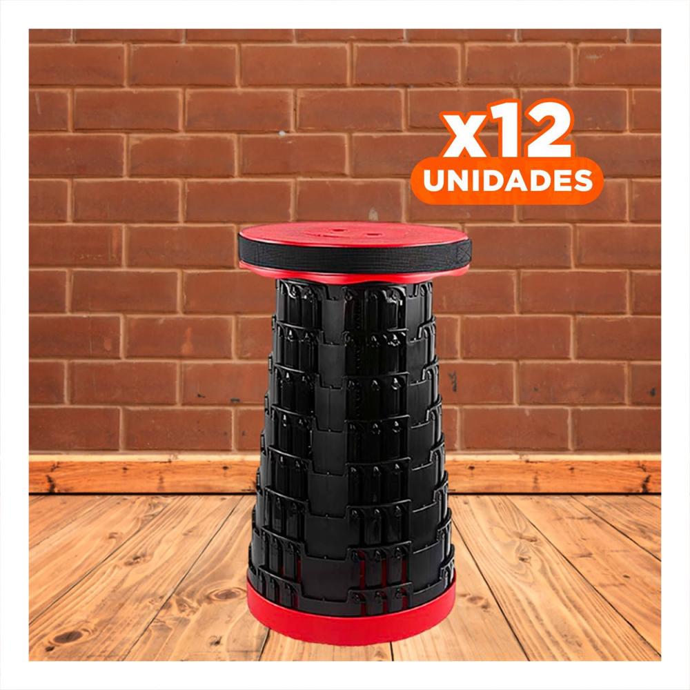 Pack12 Butaca ligera 3 seguros portatiles tapa rojo centro negro para balcon Y+Papel Regalo