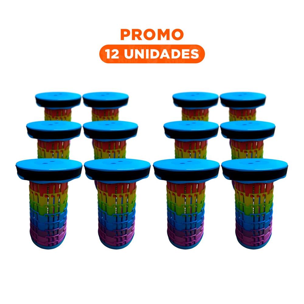 Pack12 Plataforma de Asiento Plegable Compacta Azul Multicolor Y+Regalo Sticker