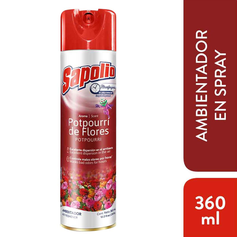 Ambientador en Spray SAPOLIO Potpurri de Flores Frasco 396ml