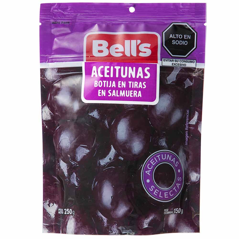 Aceitunas en Conserva BELL'S Botija en Tiras Bolsa 250g