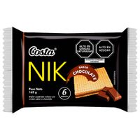 Wafer Cuadrado NIK Relleno con Crema Sabor a Chocolate Paquete 6un