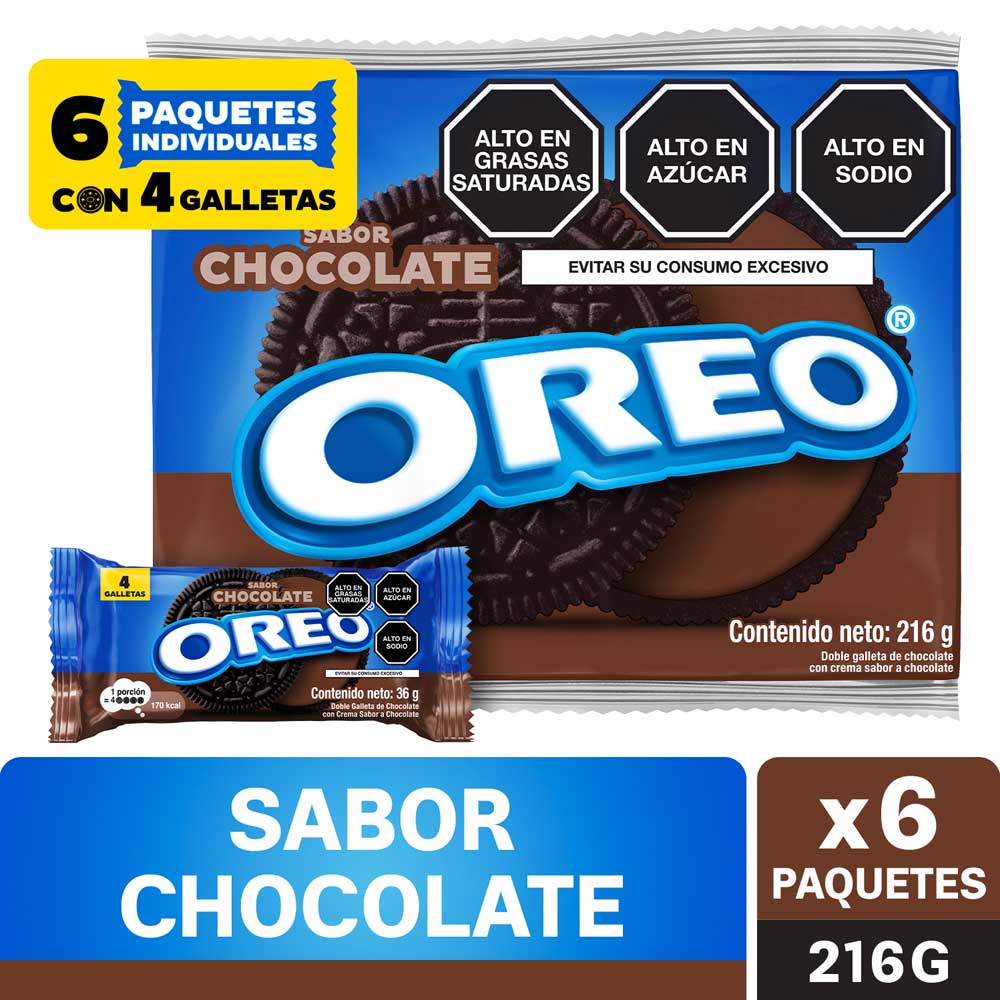 Galletas OREO sabor Chocolate Paquete 6un