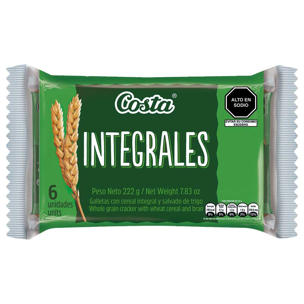 Galletas Integrales COSTA con Salvado de Trigo Paquete 6un