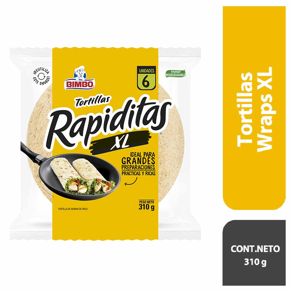 Tortillas BIMBO Rapiditas Wraps Clásicas Bolsa 6un