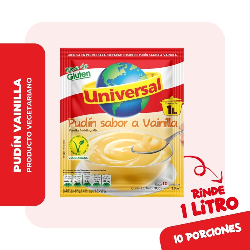 Pudín UNIVERSAL Sabor a Vainilla Bolsa 100g