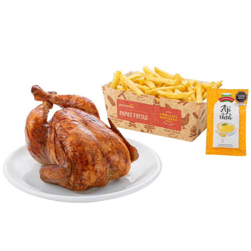 Pollo Rostizado + Papas Fritas