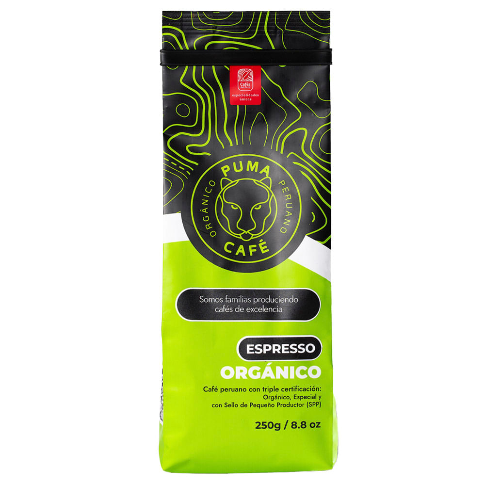 Café Tostado y Molido PUMA Espresso Orgánico Bolsa 250g