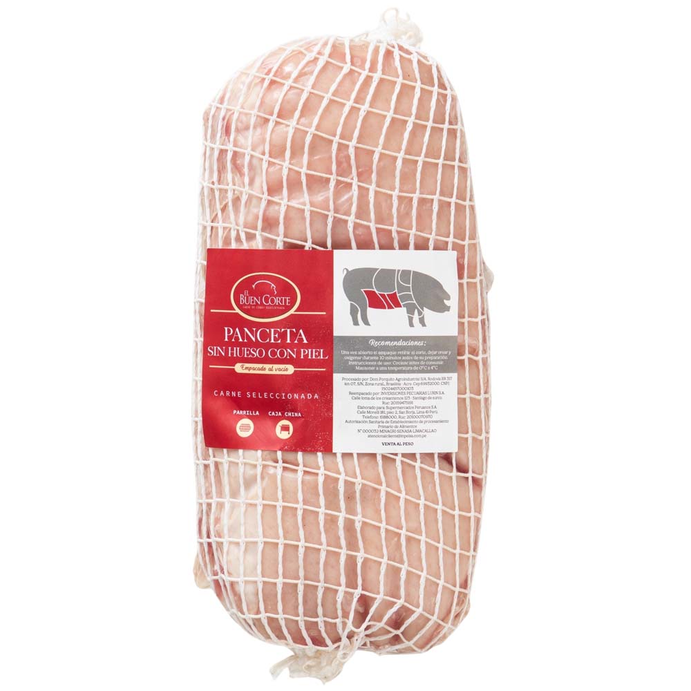 Panceta sin Hueso con Piel EL BUEN CORTE x kg