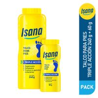 Talco para pies ISANA Triple Acción Frasco 240g + Frasco 60g