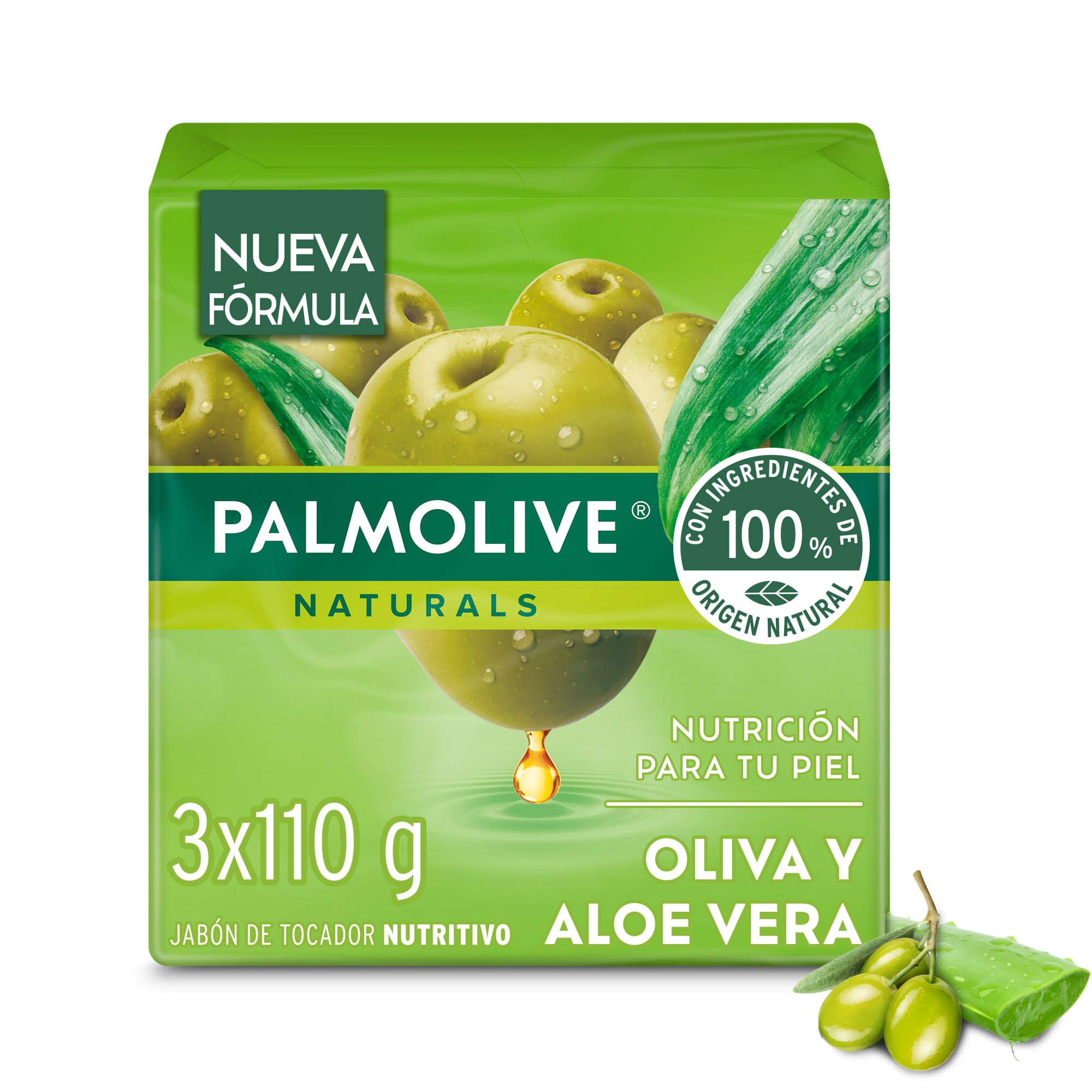Jabón en Barra PALMOLIVE Naturals Oliva y Aloe Vera Pack 3x110g